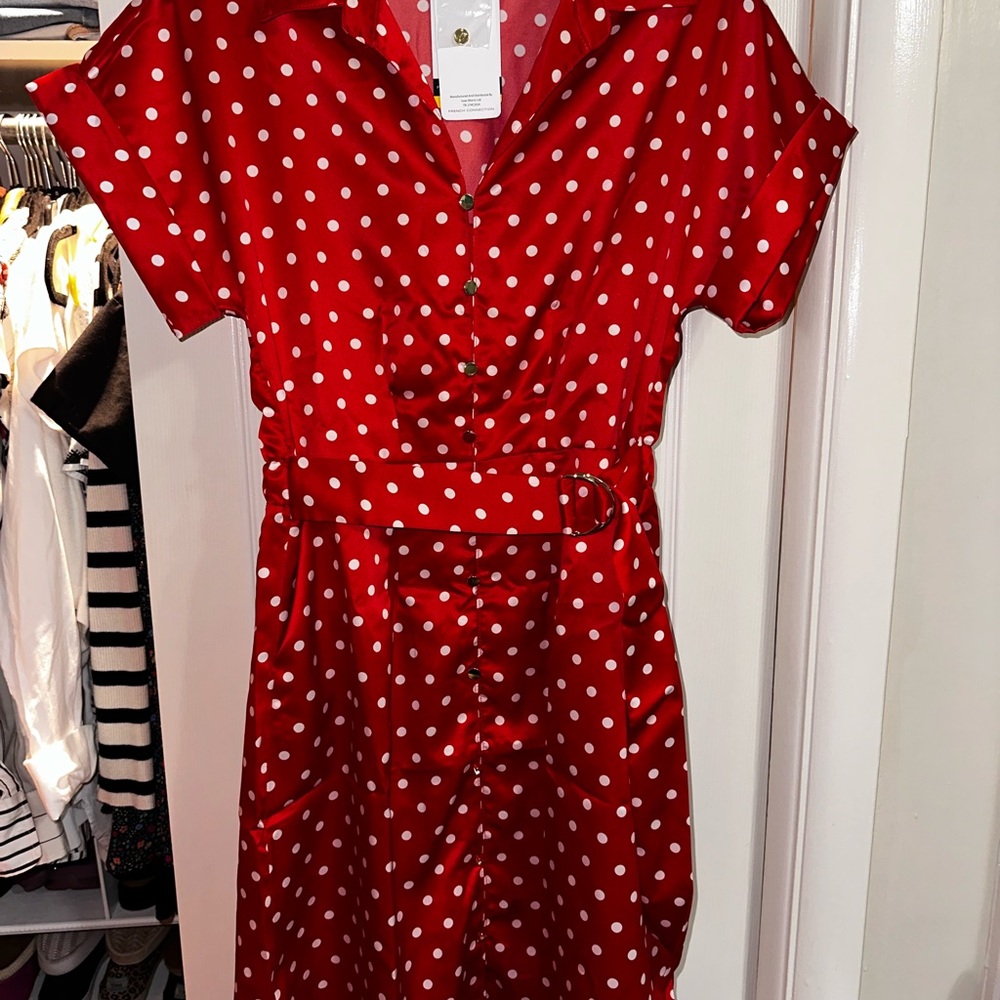 French Connection Red Polka Dot Dress